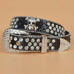 Denim Style Women's Skull Rhinestone Belt