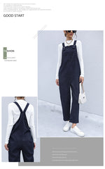 Women's Autumn Warm Corduroy Loose Solid Color Suspender Pants