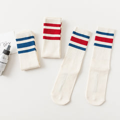 Men's Striped Mid-calf Length Sports Cotton Socks