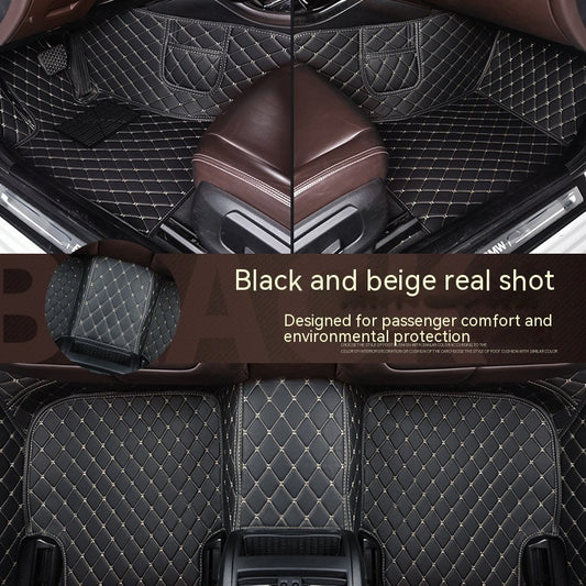 Car Foot Mat Fully Surrounded By Leather Floor Mat