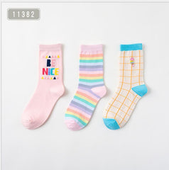 Three Pairs Of Women's Cartoon Food Printed Cotton Socks