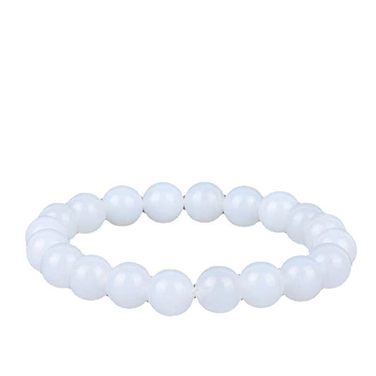 Hotan White Jade Goat Fat Round Bead Bracelet