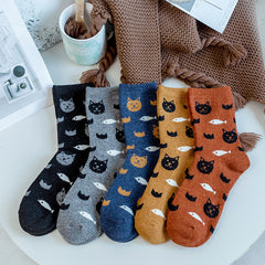 Mid-calf Cartoon Extra Thick Warm Rabbit Wool Socks