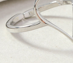 Fashion Stainless Steel Cutting Heart-shaped Open Ring