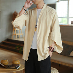 Chinese Style Solid Color Summer Thin Cotton Linen Coat Cardigan