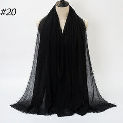 Pure Color Pleated Cotton Scarf Cotton And Linen Scarf