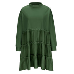 Women's Stitching Loose-fitting Pleated Sweater Dress