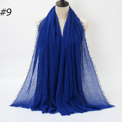 Pure Color Pleated Cotton Scarf Cotton And Linen Scarf