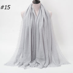 Pure Color Pleated Cotton Scarf Cotton And Linen Scarf