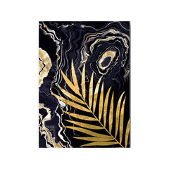 Black Gold Marble Tropical Plants Poster Canvas Painting