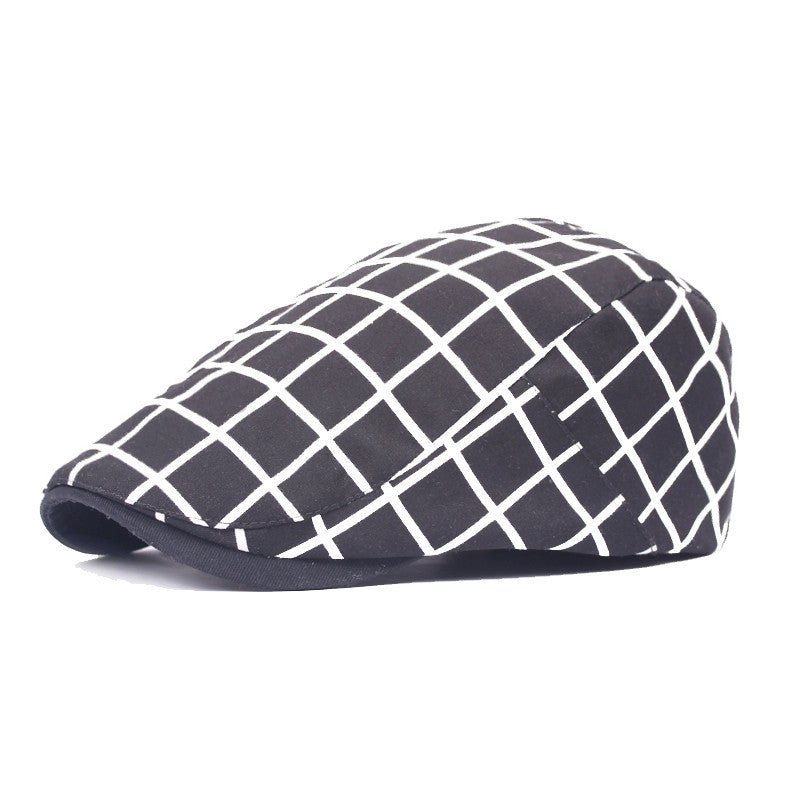 Autumn Checked Cloth Beret Men's British Style Peaked Cap