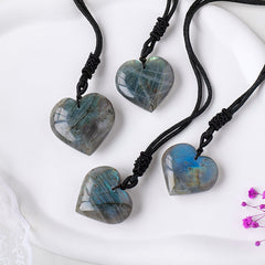 Natural Crystal Stone Labradorite Love Pendant