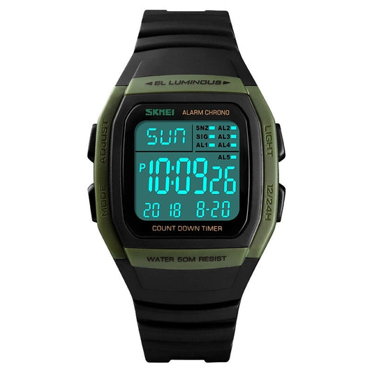 Electronic Watch Square Sports Double Time Multifunctional Watch Factory