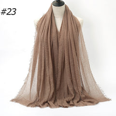 Pure Color Pleated Cotton Scarf Cotton And Linen Scarf